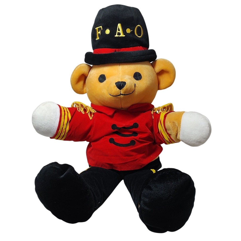 FAO Schwarz Toy Soldier Plush Bear Puppet‎ Stuffed Soldier Uniform Hat 21 Inches
